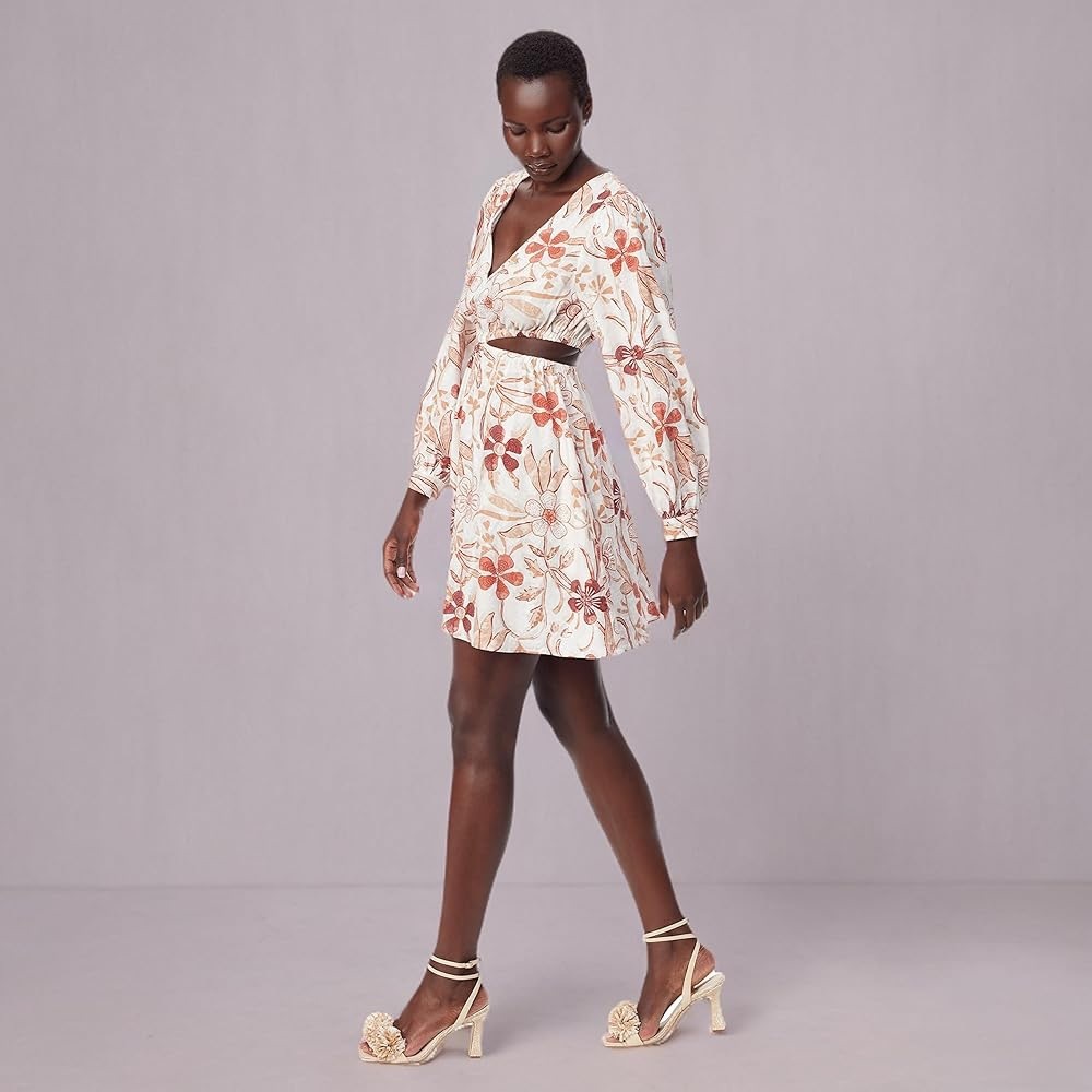 NWT Sam Edelman Emely V-Neck Cutout Waist Floral Dress Women's Size Medium